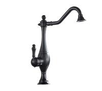 Rubinetto per lavabo in ottone anticato, girevole a 360°, monocomando, per acqua calda/fredda, tubi standard britannici, elegante finitura nera, per bagni moderni