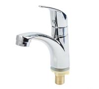 Rubinetto per lavabo monoforo cromato per lavabo da bagno, rubinetto solo acqua fredda con cartuccia in ceramica, struttura in lega, funzionamento regolare e prestazioni senza gocciolamento