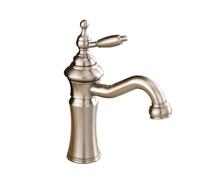 Rubinetto per lavabo nero/argento in ottone alla moda per bagno a grande apertura angolata tipo rubinetto miscelatore acqua calda fredda (spazzolato, con tubo misura 1-2)