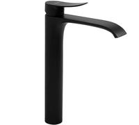 Rubinetto per lavabo Rea Dart Nero Miscelatore da bagno in ottone alto Rubinetto monocomando per lavaggio a mano caldo e freddo regolabile (Nero)