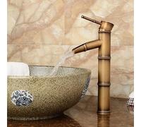 Rubinetto per lavabo, Rubinetto per bagno antico Rubinetti per lavabo in ottone Vaso in stile retrò europeo Rubinetto per lavabo alto in bambù Miscelatore acqua calda e fredda Gru (Colore : A3 Tall)
