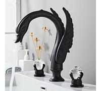 Rubinetto per lavabo, Rubinetto per Bagno Cromato, Rubinetto per lavabo a Forma di Cigno, Rubinetto Nero, Miscelatore per lavabo di Lusso, Rubinetto per Doccia Calda e Fredda (st