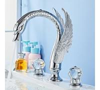 Rubinetto per lavabo, Rubinetto per Bagno Cromato, Rubinetto per lavabo a Forma di Cigno, Rubinetto Nero, Miscelatore per lavabo di Lusso, Rubinetto per Doccia Calda e Fredda (st