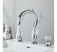 Rubinetto per lavabo, Rubinetto per Bagno Cromato, Rubinetto per lavabo a Forma di Cigno, Rubinetto Nero, Miscelatore per lavabo di Lusso, Rubinetto per Doccia Calda e Fredda (st