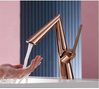Rubinetto per lavabo Rubinetto per lavabo Grigio Art Design Stile Morden Rubinetto Monocomando per lavabo Rubinetto per lavabo con Doccia Calda e Fredda (Colore: Oro Rosa)
