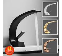 Rubinetto per lavabo Tuqiu miscelatore per bagno moderno rubinetto per lavabo nero/oro rubinetto a cascata caldo e freddo monocomando without overflow
