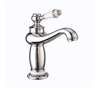 Rubinetto per lavabo Tutto in Rame Cromato Miscelatore Acqua Calda e Fredda Rubinetto per Cucina Rubinetto per lavabo monoforo Rubinetto per lavabo in Ceramica Maniglia Singola Doppio snodo