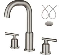 Rubinetto per Lavandino da Bagno Diffuso in Ottone Atique da 8 Pollici Rubinetto A Doppia Leva Miscelatore per Lavabo A 3 Fori per Montaggio su Ponte con Gruppo di Scaric, Copper, Style-B