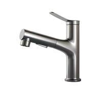 Rubinetto per lavandino del Bagno Estraibile - Miscelatore Caldo-Freddo con Funzione di tiraggio di aggiornamento, Acqua di risalita e Uscita per la Terza Marcia (Foro Singolo) (Grigio Pistola)