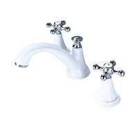 Rubinetto per lavandino del bagno, rubinetto miscelatore per rubinetto diffuso a 2 maniglie a 3 fori, manopole a croce Rubinetto per lavabo con acqua fredda/calda per montaggio su piattaforma