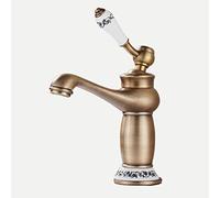 Rubinetto per lavandino del Bagno Rubinetto per Acqua Calda e Fredda Rubinetto per Bagno in Bronzo Antico Rubinetto per Bagno in Ottone Foro Singolo Rubinetto per lavandino del Bagno retrò p