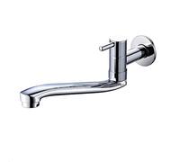 Rubinetto per lavandino montato a parete, rubinetto in ottone a maniglia singola per acqua fredda per cucina, giardino, lavanderia esterna con tubo in acciaio inossidabile, cromato