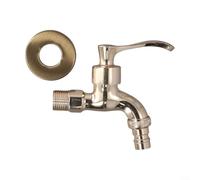 Rubinetto per lavatrice in bronzo antico, stile vintage, da giardino, con tubi per acqua calda e fredda, gru da esterno in ottone massiccio lucidato a olio, per il miglioramento della casa (oro)