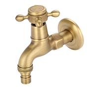 Rubinetto per lavatrice in ottone massiccio con beccuccio per lavello G1/2, rubinetto dell'acqua per lavabo lavanderia da giardino, maniglia a croce singola antica (9,5 cm)