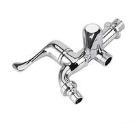 Rubinetto per Lavatrice in Plastica ABS, Rubinetto per Lavabo, con Maniglia a Doppio Beccuccio, Finitura Cromata G1 2 (Ugello macchina a coda di pesce G 1/2)