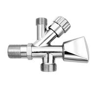 Rubinetto per lavatrice mista con chiave a squadra 1/2 x 3/4 x 3/8 per lavatrice e lavastoviglie e rubinetto valvola angolare in ottone cromato ad alta pressione PN16, connessione universale FLUVIA