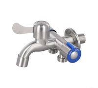 Rubinetto per lavello a 3 vie in acciaio inossidabile con collegamenti per lavatrice e lavastoviglie, con valvola ad angolo a 2 vie per impianti idraulici domestici (A)