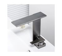 rubinetto per lavello, Cascata, ottone massiccio, rubinetto monoforo con maniglia singola for lavabo del bagno(Gray)