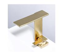 rubinetto per lavello, Cascata, ottone massiccio, rubinetto monoforo con maniglia singola for lavabo del bagno(Brushed Gold)
