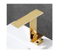 rubinetto per lavello, Cascata, ottone massiccio, rubinetto monoforo con maniglia singola for lavabo del bagno(Gold)