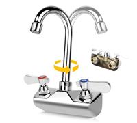 Rubinetto per lavello commerciale da 10,2 cm, montaggio a parete, rubinetto per lavello da cucina, ingresso maschio NPT da 1/2", ottone costruito e cromato lucido, con beccuccio a collo d'oca da 3-1/2