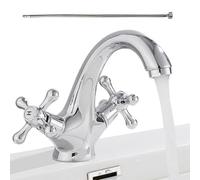 Rubinetto per lavello da bagno in per foro singolo miscelatore stile antico con flessibile 60 cm e montaggio monoforo casa hotel