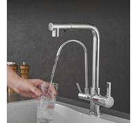 Rubinetto per lavello da cucina a 3 vie, cromato, con doppia modalità, facile installazione e design per acqua potabile pulita. Aggiorna la tua cucina oggi!