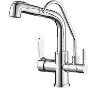 Rubinetto per lavello da cucina a 3 vie, miscelatore a spruzzo, ad arco alto a 360°, cromato, con filtro dell'acqua e purificatore, design flessibile per un facile utilizzo e la massima comodità