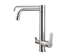 Rubinetto per lavello da cucina a 360°, girevole a 360°, in acciaio inox spazzolato, facile controllo dell'acqua, portata migliorata, perfetto per cucine moderne