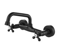 Rubinetto per lavello da cucina Airuida con montaggio a parete, per beccuccio da 15 cm, portata 20 cm, centro regolabile, doppia maniglia a croce