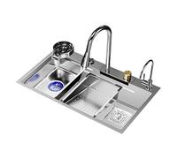 Rubinetto per lavello da cucina con doccetta estraibile e funzione a cascata, per cucina, bar, lavanderia