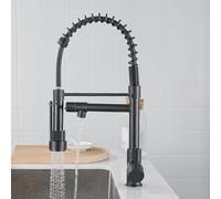 Rubinetto per lavello da cucina e bagno, estraibile, con doccetta estraibile, 2 tipi di getto d'acqua, molla di abbassamento, orientabile a 360°, interruttore caldo e freddo, con tubo di ingresso da