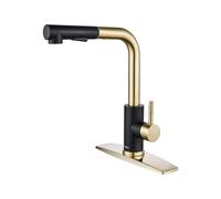 Rubinetto per lavello da cucina FORIOUS con spruzzatore, rubinetto da cucina con spruzzatore estraibile, oro e nero, maniglia singola, rubinetti