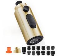 Rubinetto per lavello da cucina, in acciaio inossidabile 304, doccetta estraibile con 14 adattatori, soffione doccia a 3 funzioni di ricambio per rubinetto (oro spazzolato)