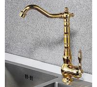 Rubinetto per lavello da cucina in ottone antico europeo girevole a 360 ° caldo e freddo rubinetto per lavabo vintage miscelatore per bagno elegante design retrò per la decorazione della casa e della