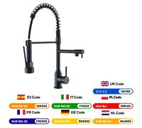 Rubinetto per lavello da cucina nero Miscelatore estraibile per acqua calda e fredda Rubinetto a 2 modalità con doppio beccuccio Rotazione a 360° Flessibile montato su piano