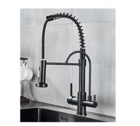 Rubinetto per lavello da cucina nero opaco Miscelatore a 3 vie per acqua potabile a doppia maniglia CF001 - Soluzione di filtraggio dell'acqua elegante ed efficiente per cucine moderne