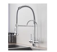 Rubinetto per lavello da cucina nero opaco Rubinetto miscelatore a 3 vie caldo e freddo Rubinetto per acqua potabile a doppia maniglia CF001 - Soluzione di filtraggio dell'acqua elegante ed efficiente