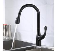 Rubinetto per lavello da cucina per bar commerciale in fattoria, rubinetto da cucina estraibile monocomando nero, rubinetto da cucina monoforo, miscelatore da cucina girevole in nichel/cromo (Colore :