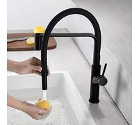 Rubinetto per lavello da cucina per bar commerciale in fattoria, rubinetto da cucina nero, miscelatore monoforo monocomando argento estraibile, rubinetto per lavabo, rubinetti da cucina rotanti a 360°