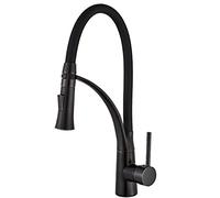 Rubinetto per lavello da cucina, rubinetti da cucina in lega di zinco con spruzzatore a discesa, rubinetto monocomando con 2 funzioni e rotazione a 360° (Argento)