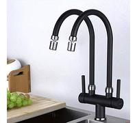 Rubinetto per lavello da Cucina Rubinetto per Acqua Calda e Fredda Vernice Miscelatore a Doppio Tubo Rubinetti per lavello da Cucina Ugello Rotante Doppia valvola in Ceramica con Accessori Standard