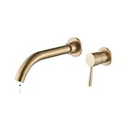 rubinetto per lavello, Rubinetto da parete for bagno girevole a 360° in ottone nero opaco, maniglia singola, caldo e freddo(Brush Gold 15 Cm)