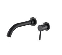 rubinetto per lavello, Rubinetto da parete for bagno girevole a 360° in ottone nero opaco, maniglia singola, caldo e freddo(Black 21 Cm)