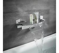 Rubinetto per vasca da bagno a cascata in ottone a parete, miscelatore caldo e freddo per un aggiornamento moderno del bagno, elegante design a cascata, esperienza di lusso per la casa e la spa