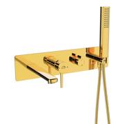Rubinetto per vasca da bagno a incasso Laveo con set doccia POLA Gold
