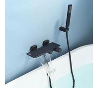 Rubinetto per Vasca da Bagno a Muro Doppia Modalità Miscelatore a Cascata Vasca Bagno Calda e Fredda,nero