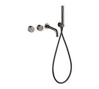 Rubinetto per vasca da bagno a parete in ottone con miscelatore portatile Doccia 2 in 1 Rubinetti per doccia per bagno Elegante finitura grigio canna di fucile valvola in ottone perfetto per bagni