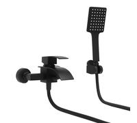 Rubinetto per vasca da bagno, colore nero, con doccetta e doccetta, miscelatore per vasca da bagno, rubinetto per doccia con soffione a 3 funzioni, montaggio a parete 150 mm, nero opaco