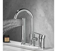 Rubinetto per vasca da bagno con beccuccio per vasca girevole e doccetta Miscelatore per acqua calda fredda montata a parete in ottone